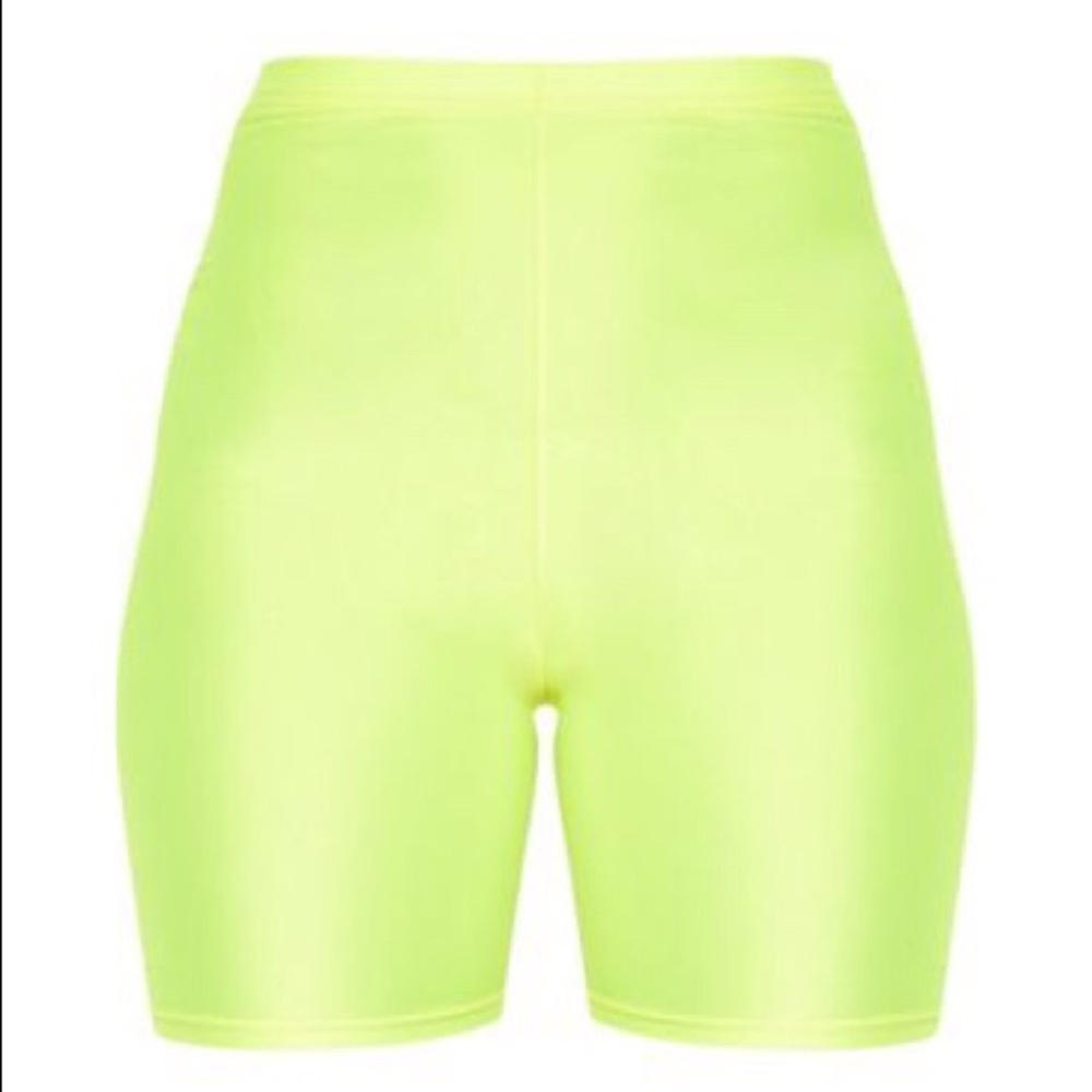 PLT neon yellow cycling shorts